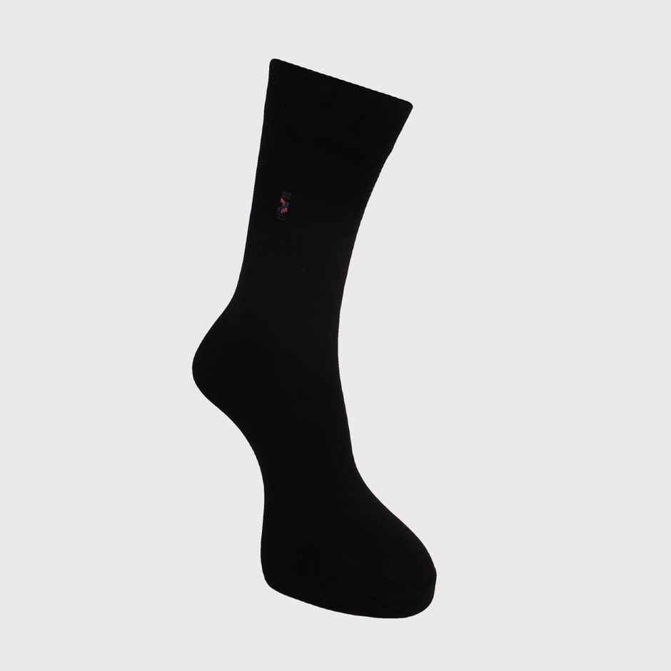 Dollar Men's Solid Cotton Calf Length Socks | Black - Free Size
