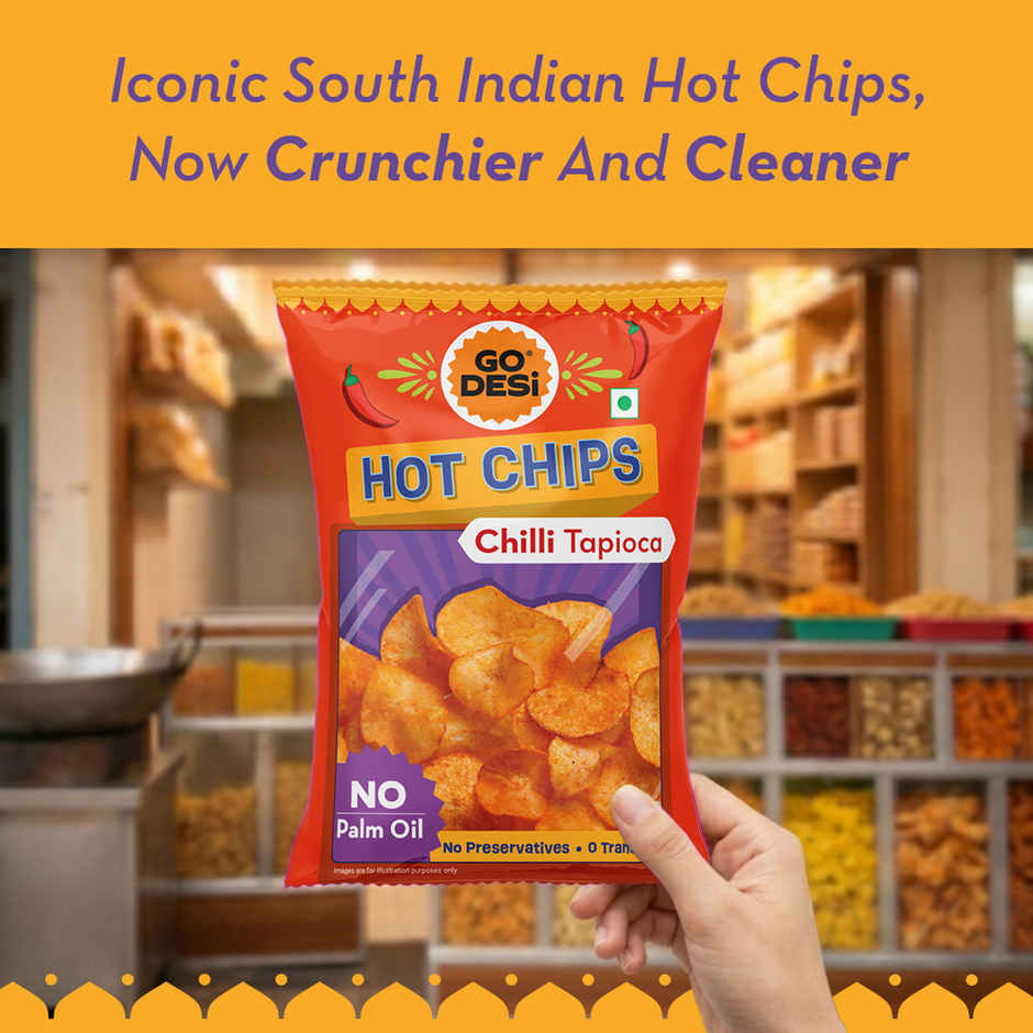 GO DESi Hot Chips Chilli Tapioca | No Palm Oil