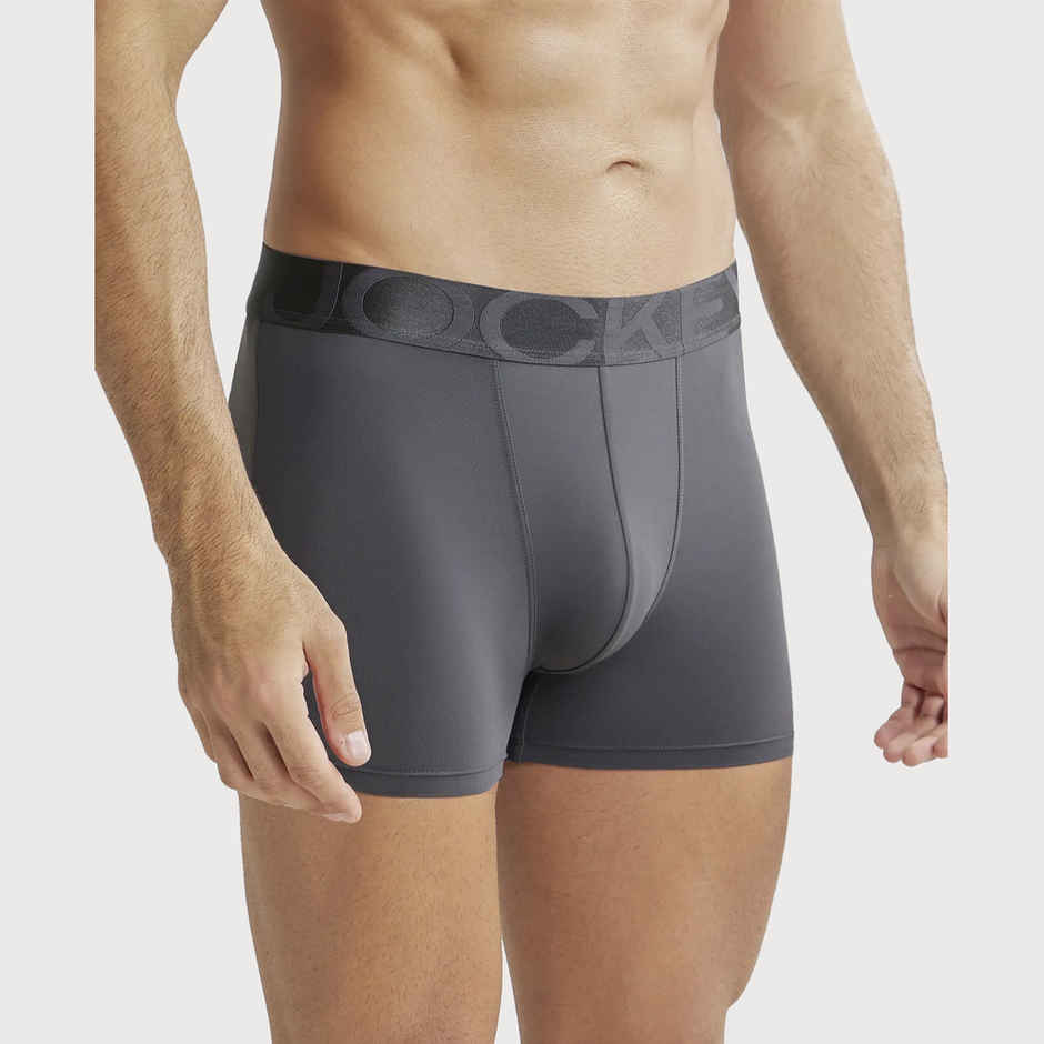 Jockey IC28 Men's Tactel Microfiber Elastane Stretch Underwear Solid Trunk | Ebony - S | Ebony-S