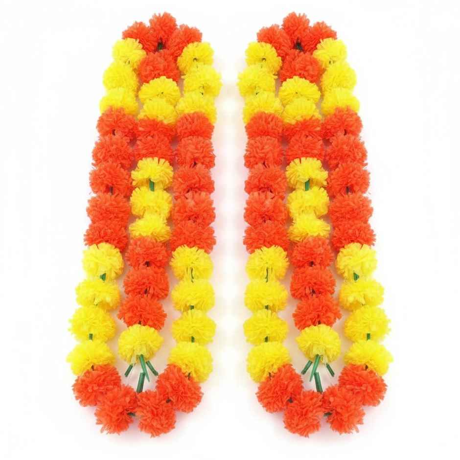 Flower String Bandhanwar | Marigold Paper Design | Yellow & Orange | 2 pcs | Mangal Bhawan
