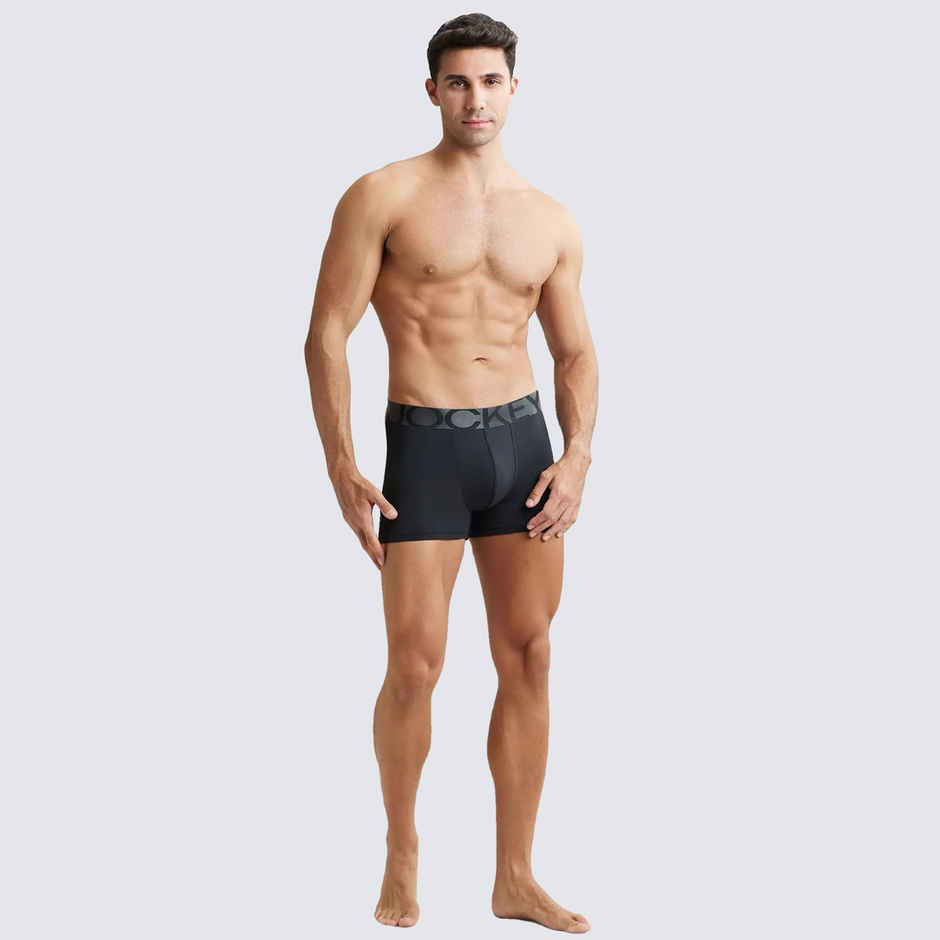 Jockey IC28 Men's Tactel Microfiber Elastane Stretch Underwear Solid Trunk | Black - S | Black-S