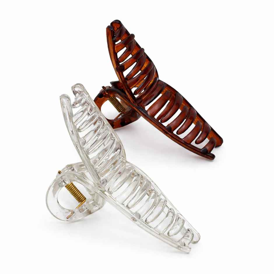 The Opal Factory Hair Accessories | Large R Nonslip Hair Jaw Clip | Brown & White Translucent