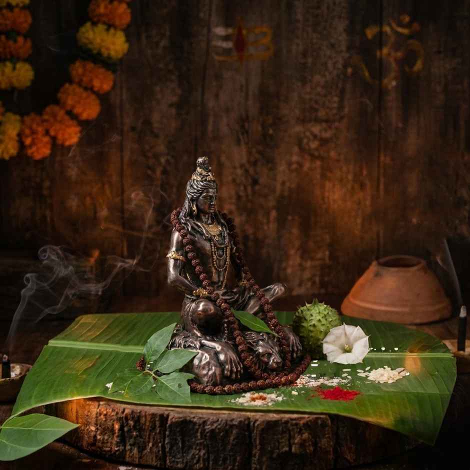 Antique Copper-toned Resin Shiva Idol 4 Inch | ServDharm