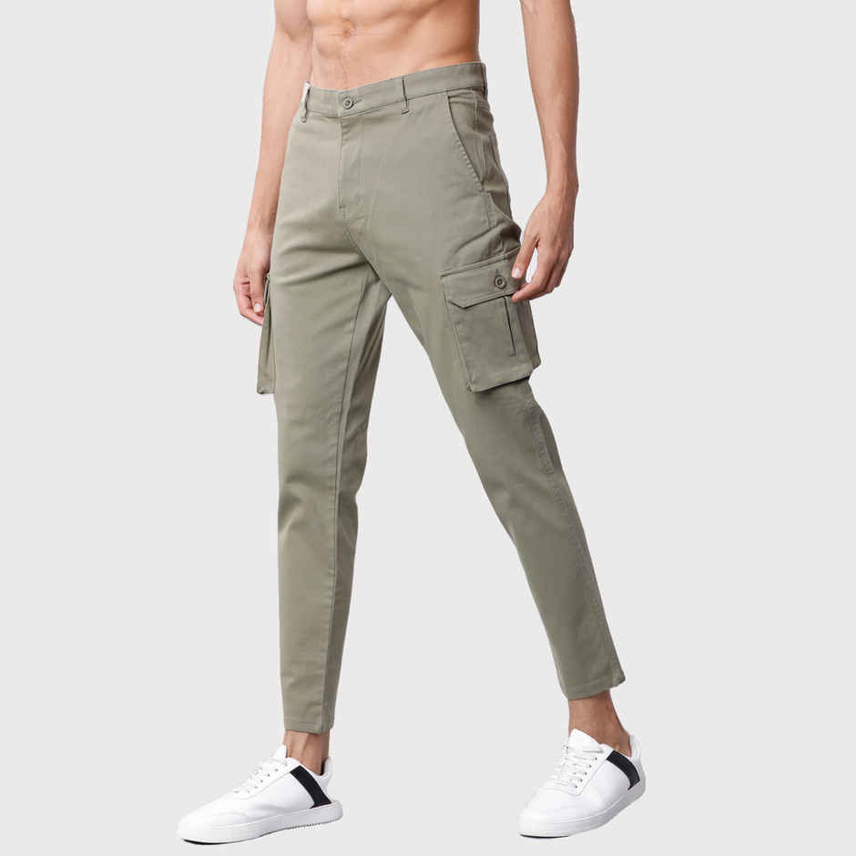HIGHLANDER Men's Slim Fit Solid Cargos | Capulet Olive - 30