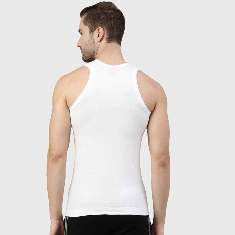 Dixcy Scott Men's Solid 100% Combed Cotton Itch - Free U-neck Sleeveless Vest | White - L
