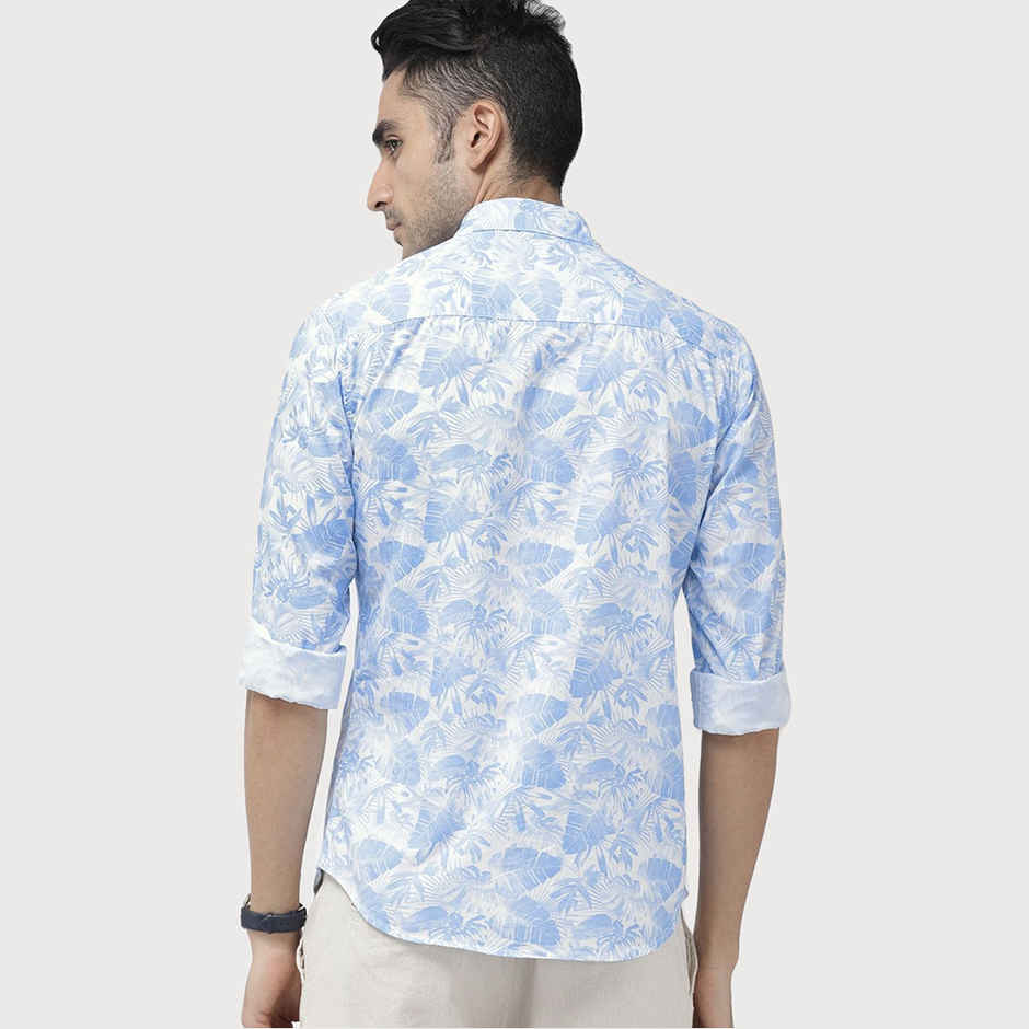 The Indian Garage Co Men's Slim Fit Abstract Print Casual Shirt | Blue - M