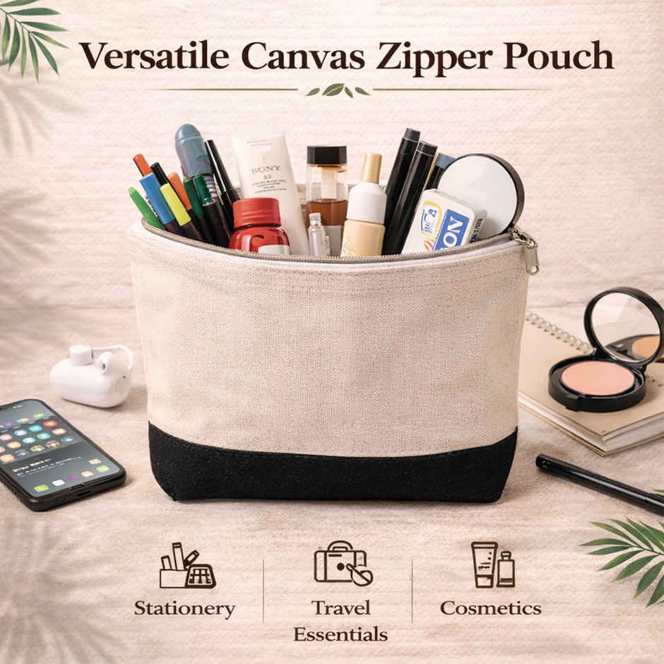 JEDAN Canvas Zipper Pouch Bag - Cosmetic Makeup Pouch (JDCZP2102)