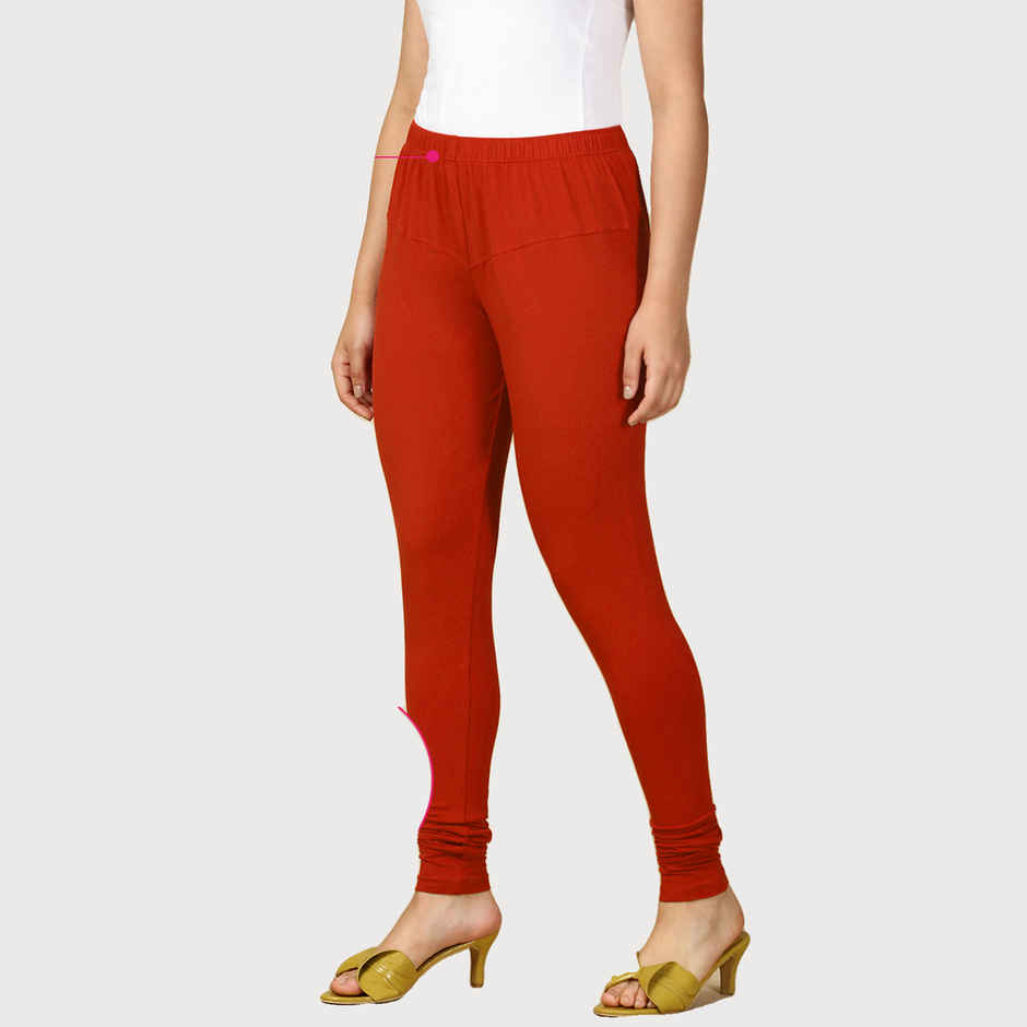 PYNK By Lux Cozi Women Ultra Soft 360 Stretch Premium Cotton Churidar Leggings| Scarlet|Free Size