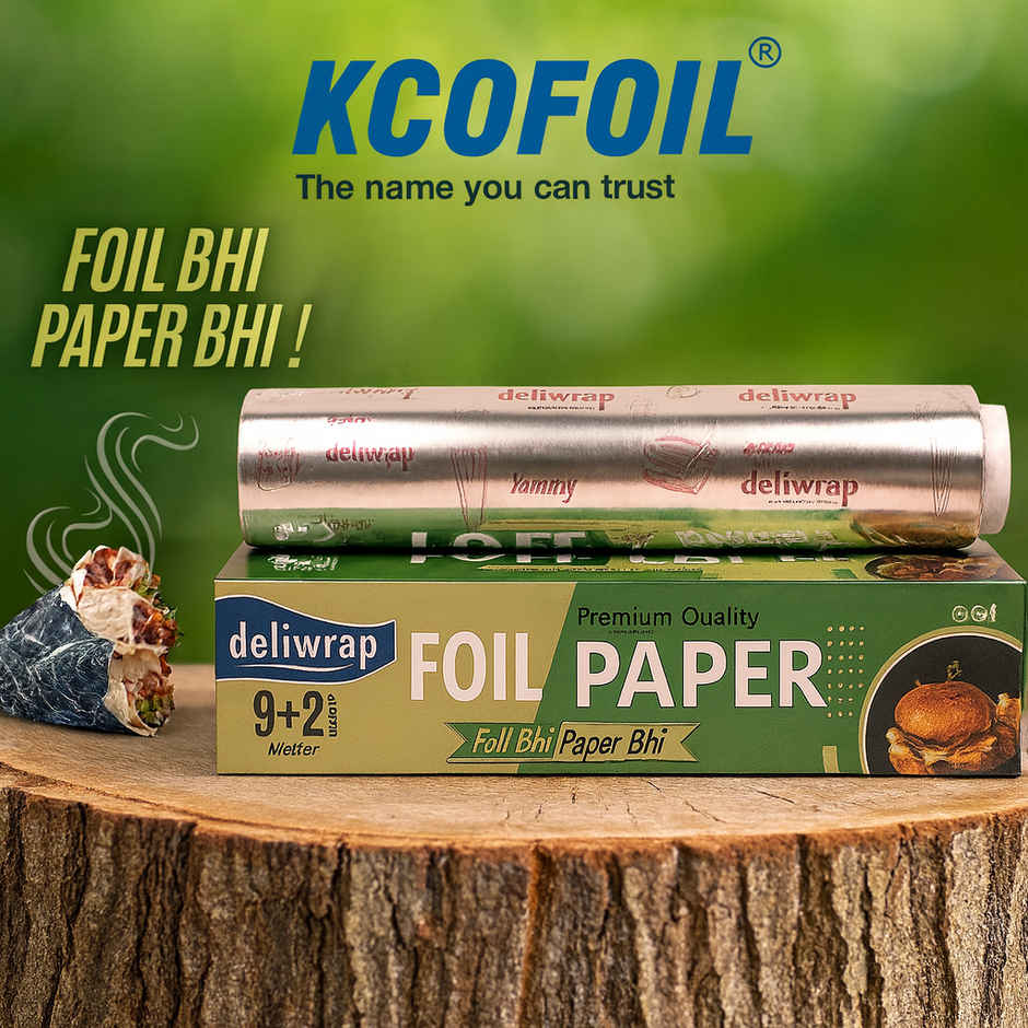 Deliwrap 2-in-1 Paper & Aluminium Foil Roll | 9+2 m | Greaseproof | Heat Retention | Food Wrap
