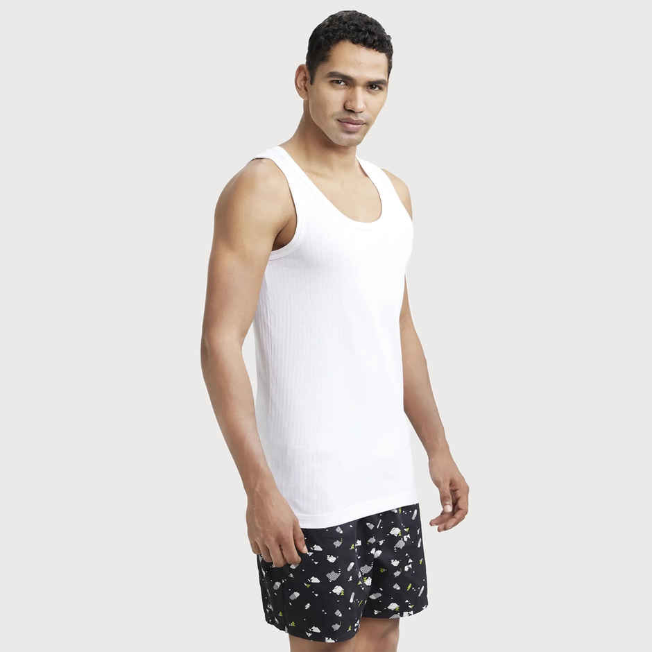 Jockey 8816 Men's Super Combed Cotton Sleeveless Vest|Extended Length|Easy Tuck | White-100