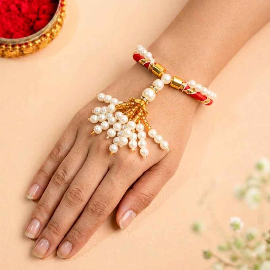 Lumba Rakhi for Bhabhi and Sister | with Roli Chawal | Pack of 1 | Tied Ribbons