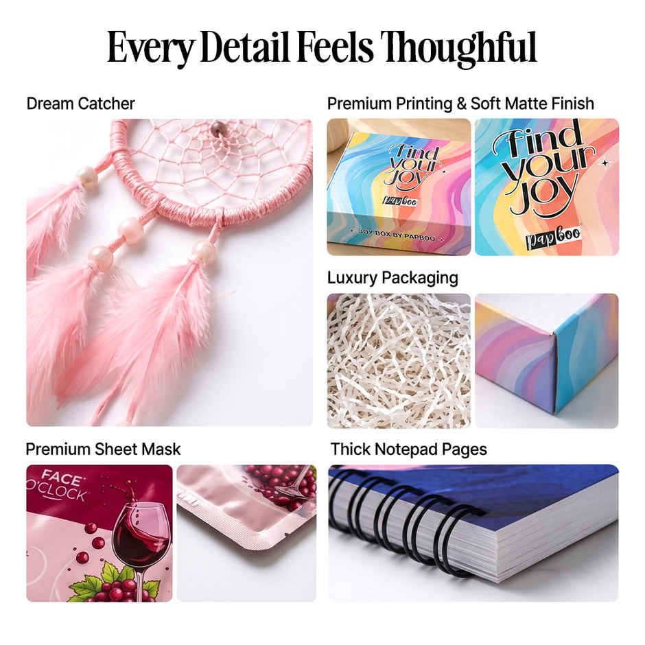 Papboo Self Care Gift Box | To Do List Notepad, Face Mask, Dream Catcher & Greeting Card 