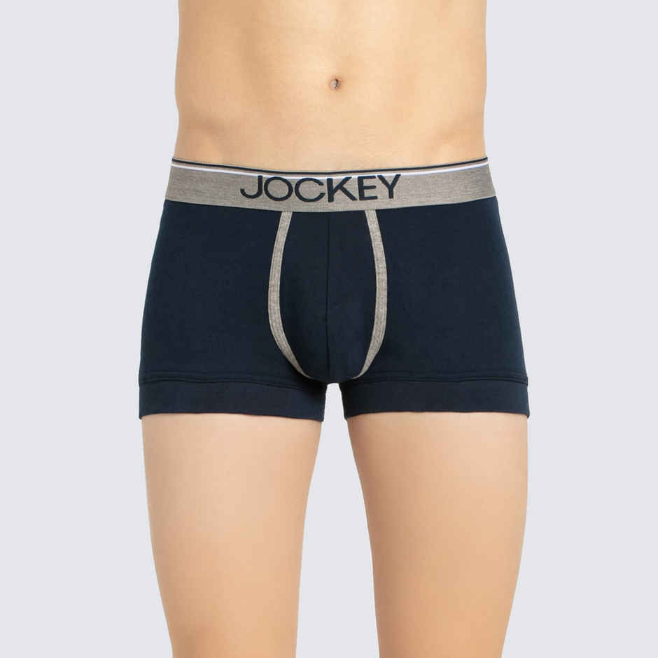 Jockey 8015 Men's Super Combed Cotton Rib Underwear Solid Trunk|Ultrasoft Waistband|PO2 | Navy-L