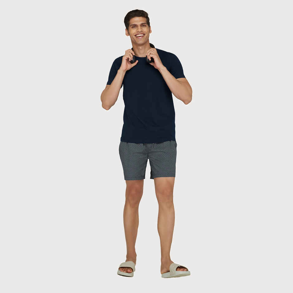 XYXX Men's Cotton Printed Boxer Shorts with Side Pockets, Green Hexagon| XL