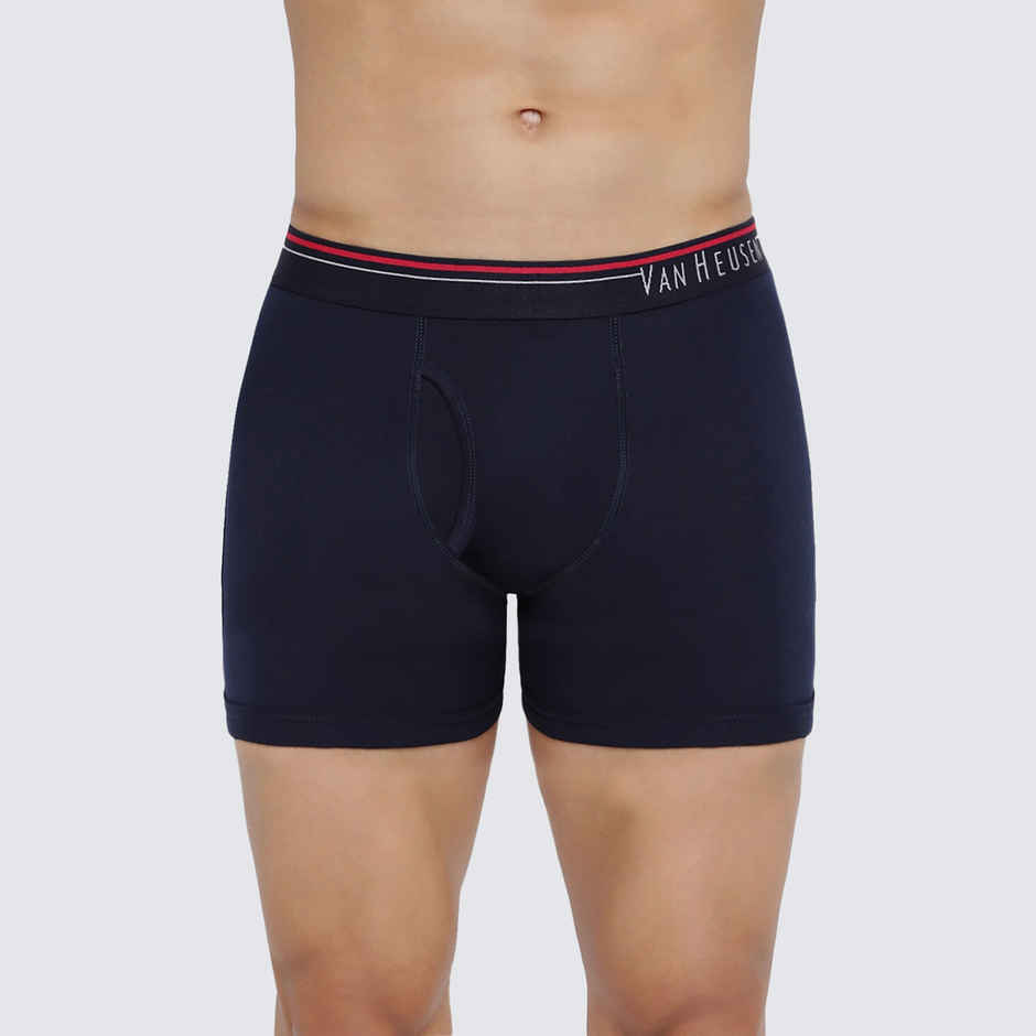 Van Heusen Apparel Men's Solid Anti Bacterial & Colour Fresh Boxer Brief Dark Navy and Grey - L