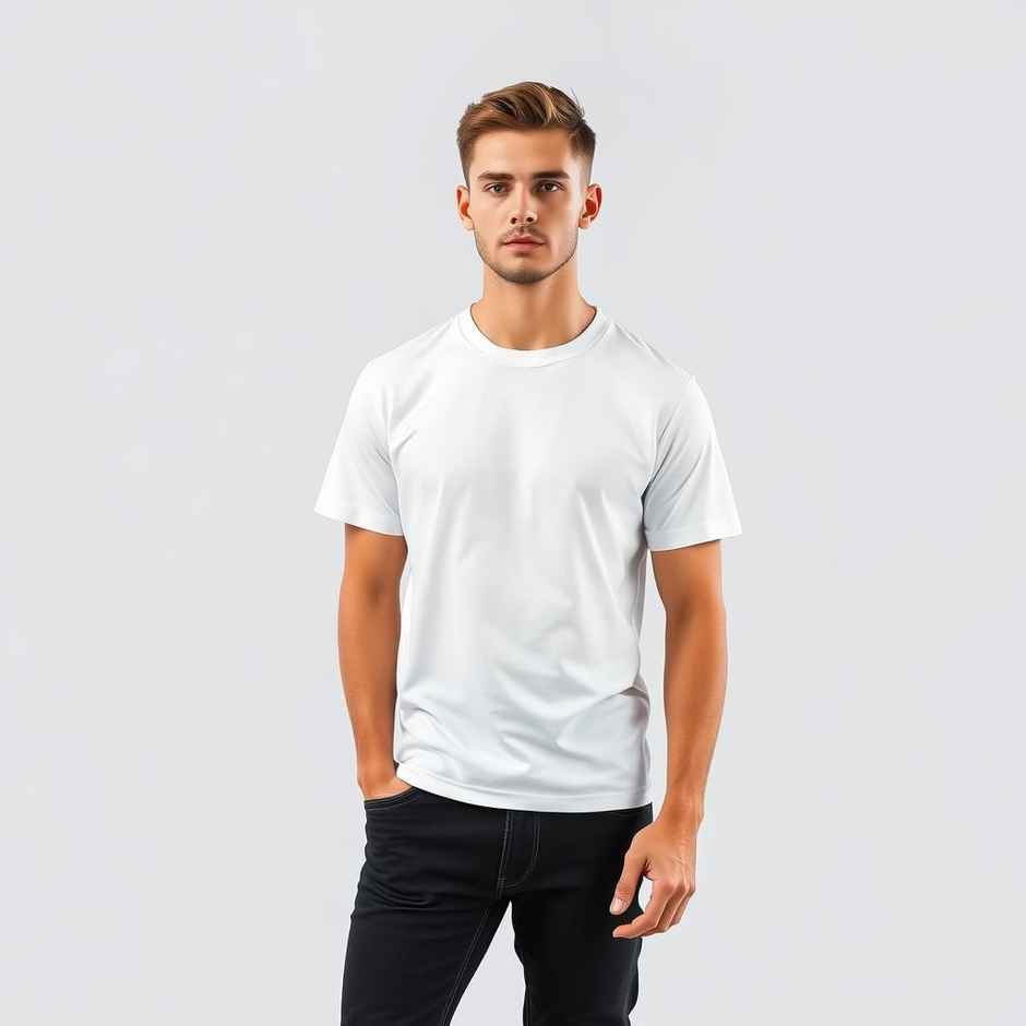 Springman Men Pure Cotton Solid Round Neck T-shirt | White - XL