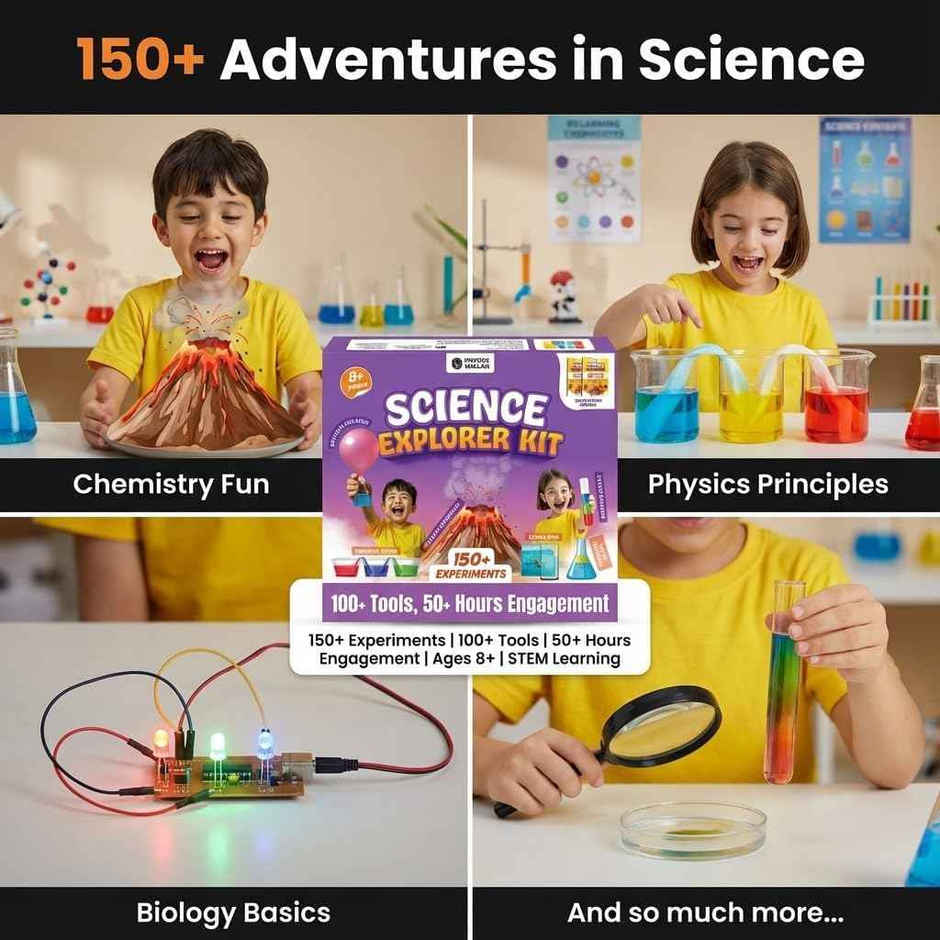 Physics Wallah Curious Jr 150+ Experiments Science Explorer Kit | Multicolor