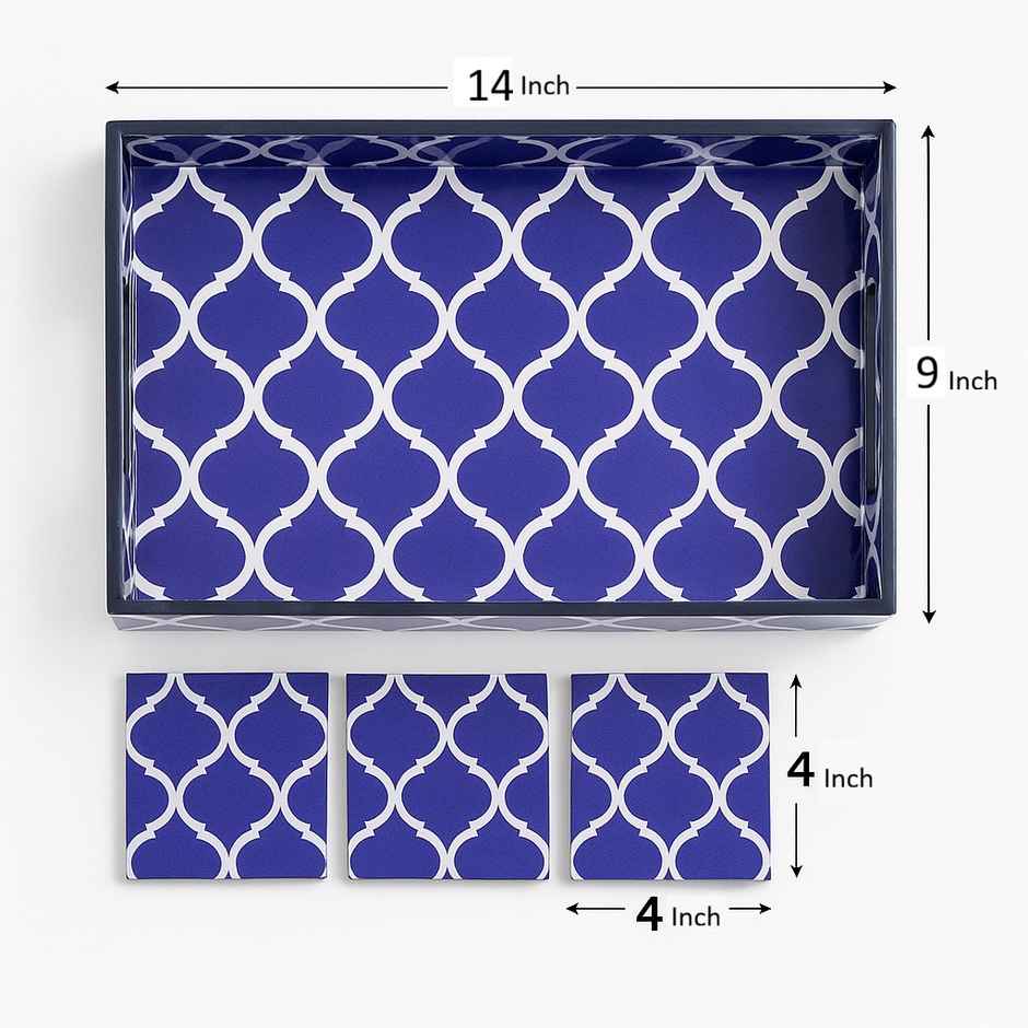 Sanjeev Kapoor By OGGN Mdf Meena Mugal Printed Tray - 14 x 9 with Coaster