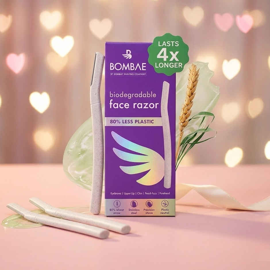 Bombae Biodegradable Face And Eyebrow Razor For Women| Reusable| 3 Pieces