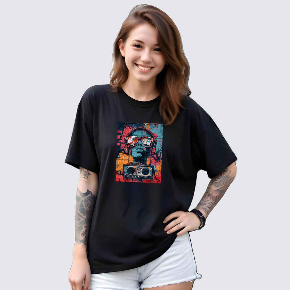 Smartees Women's Oversize Printed T-shirt | WW - 2025 | Black - S