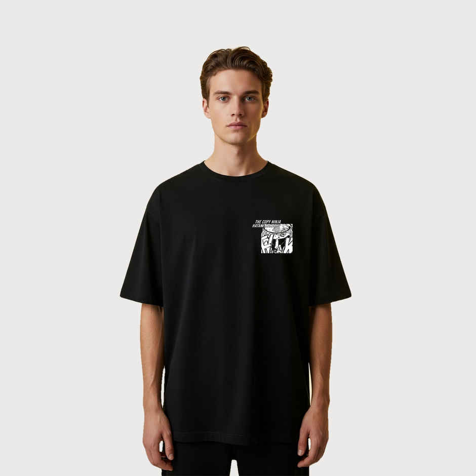 BENNY BROOKS Men's Round Neck half sleeve Oversized T-shirt |AA(ARN)BLACK132 | Black - XL