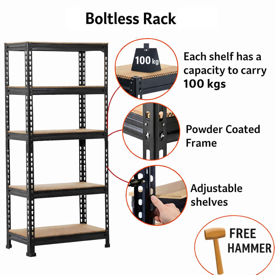 Adjustable 5 Section Boltless, Kitchen rack, Rivet Rack & Shelves,5'3"(H), 2'(L), 1'(D)
