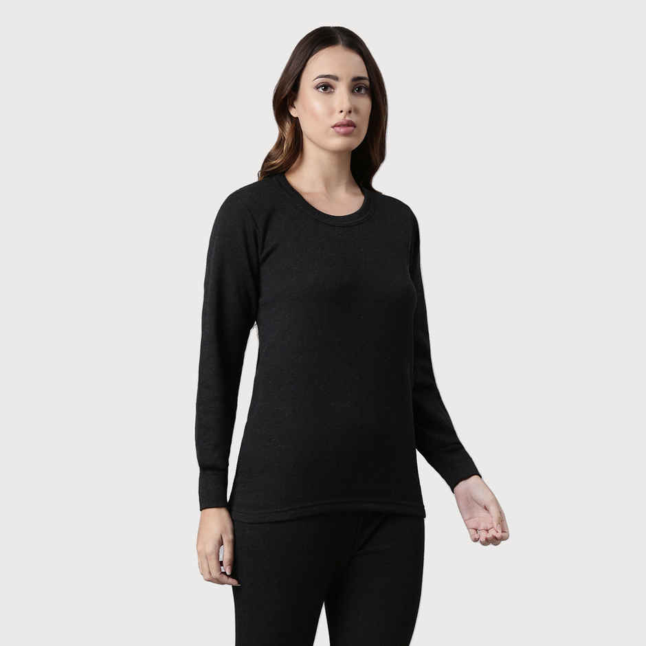 Rupa Thermocot Volcano Thermal Top For Women | Round|Neck | Full Sleeve | Anthra Melange | XXL