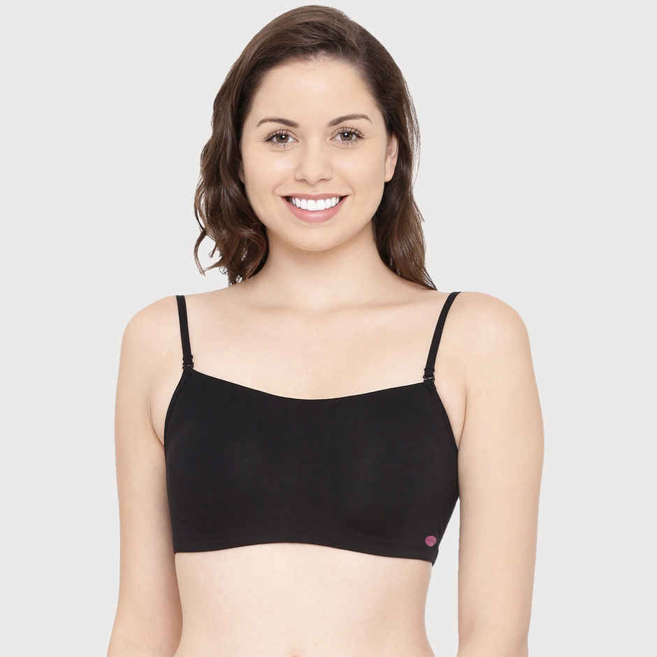 Enamor Women's A022 Full Coverage Comfort Cami Cotton Bra | Non Padded | Wirefree | Black - L