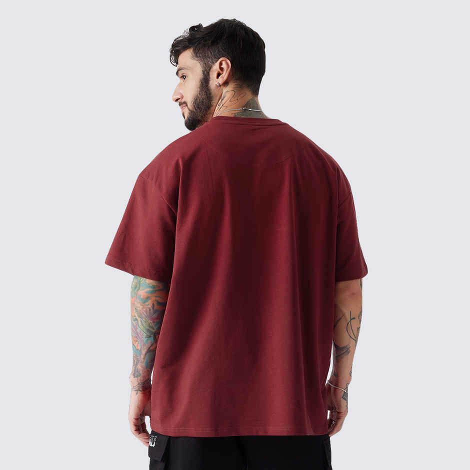 The Souled Store Men's Solids Superhero Red Oversized T-shirt | Red - 2XL