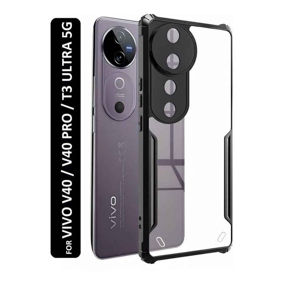 Kwine Case Vivo V40 / V40 Pro / T3 Ultra Back Cover - Black Bordered Transparent Case