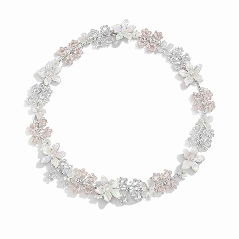 The Opal Factory Hair Accessories | Diamante and Flower Tiara for Girls - Silver