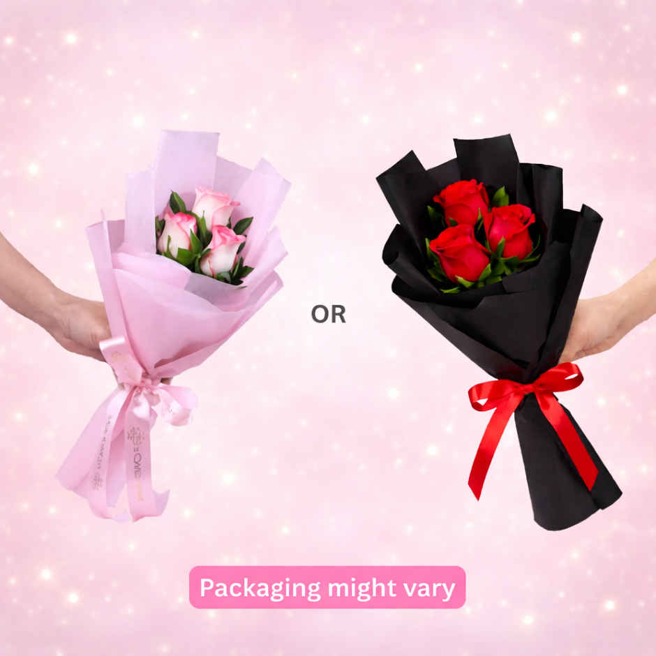 FlowerAura 3 Roses Blush Bouquet