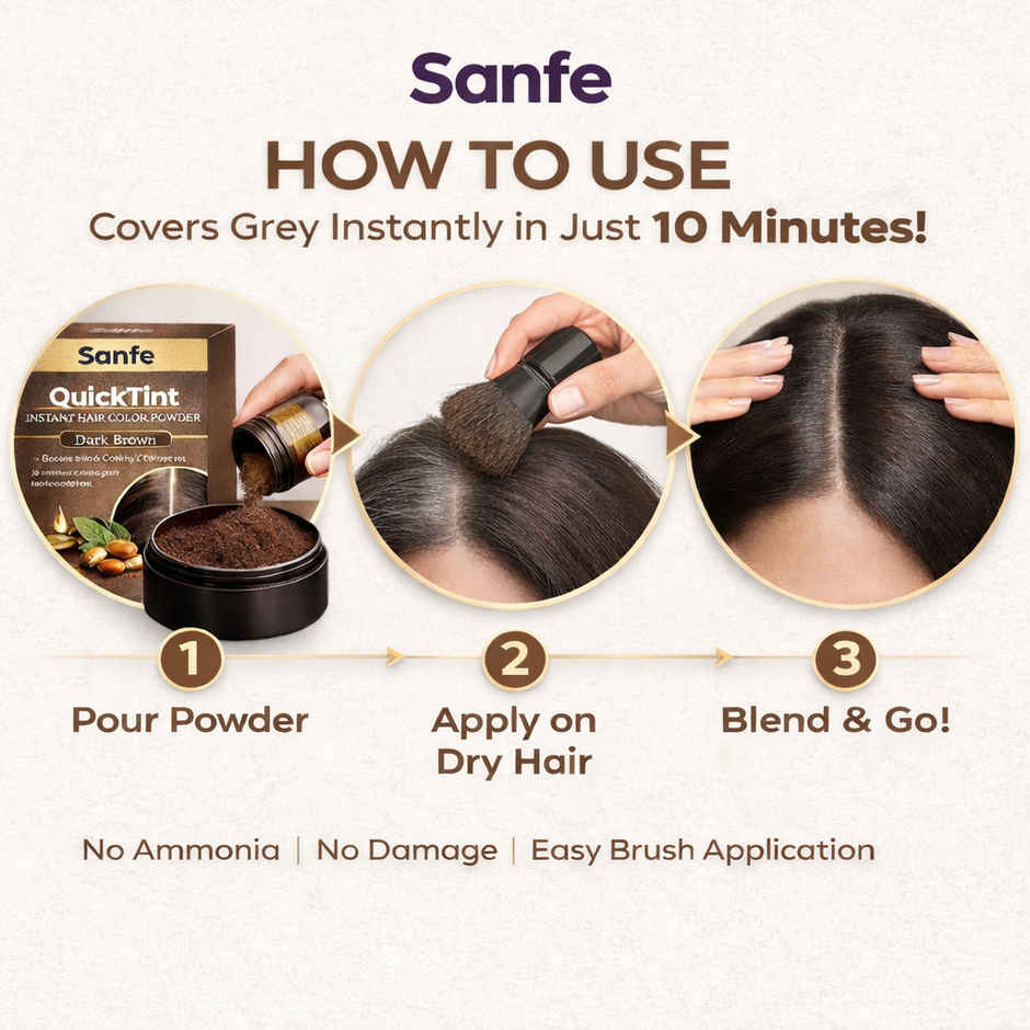 Sanfe QuickTint Instant Hair Color Powder For Grey Coverage