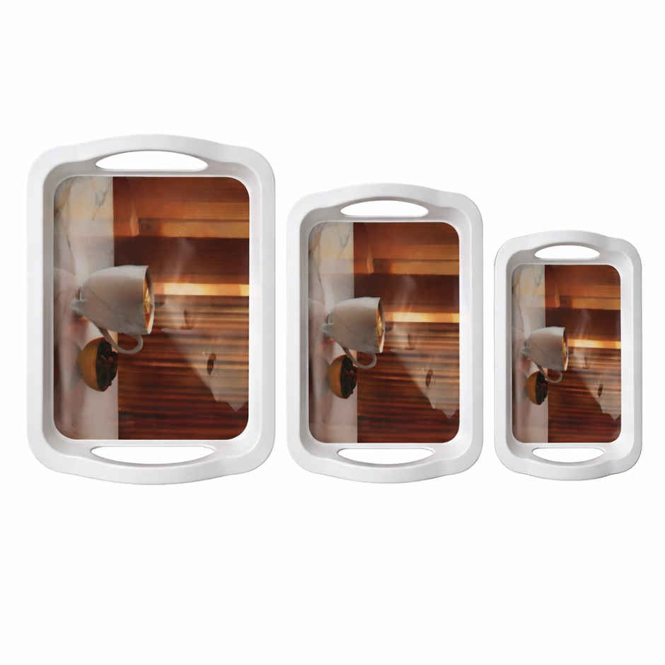 Daluci Serving Tray with Side Handles | White | Small Medium Large
