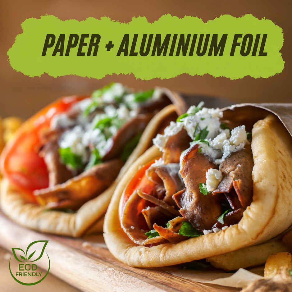 Deliwrap 2-in-1 Paper & Aluminium Foil Roll | 9+2 m | Greaseproof | Heat Retention | Food Wrap