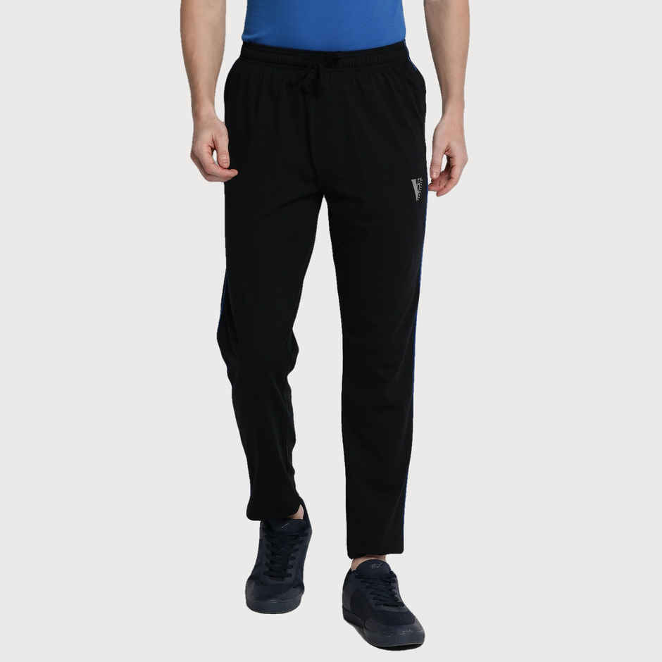 Van Heusen Athleisure Men |Black Solid Smart Tech Easy Stain Release Track pant |L