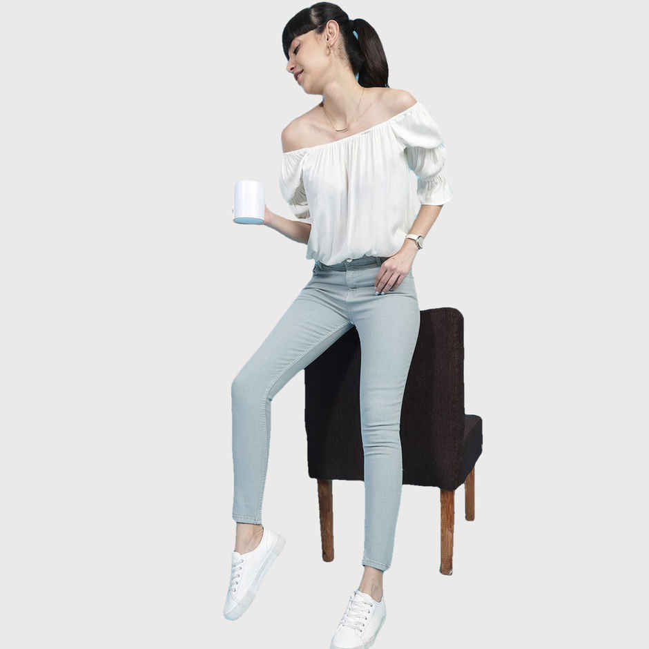 Freehand Women's Casual Skinny Fit Jeans | Green - 32