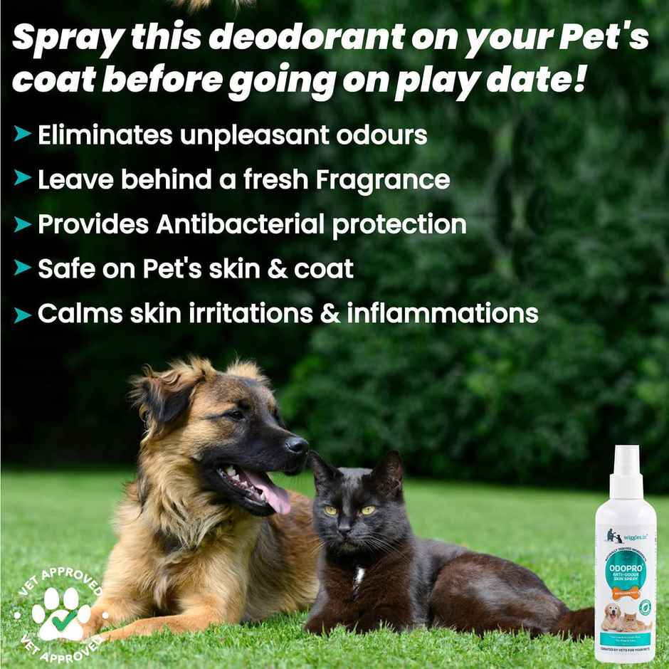 WIGGLES Odopro Dog Deodorant Perfume Spray Long Lasting Cat Pet, Puppy Freshening Deodorizer Spray for Smelly Dogs