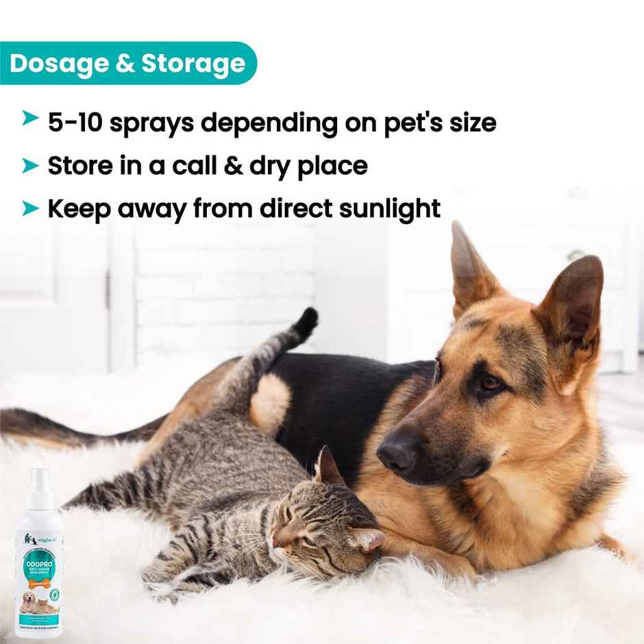 WIGGLES Odopro Dog Deodorant Perfume Spray Long Lasting Cat Pet, Puppy Freshening Deodorizer Spray for Smelly Dogs