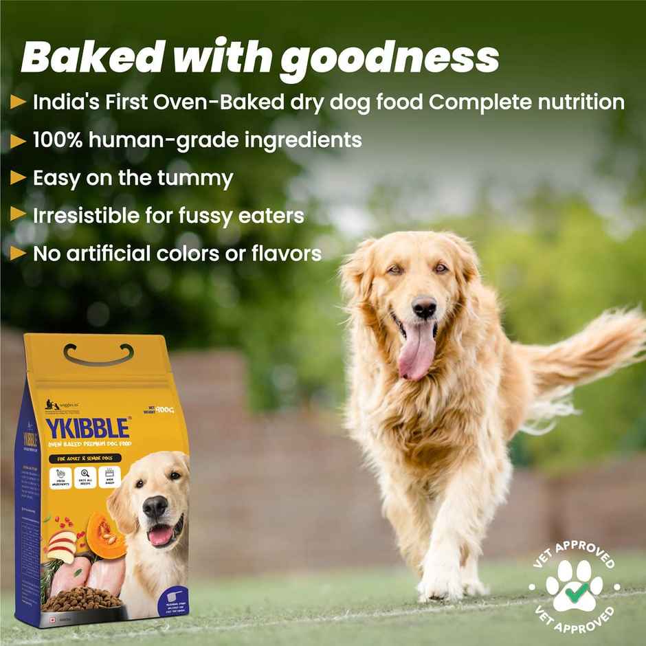 WIGGLES Ykibble Dog Food Adult Pet, Oven Baked Nutritionally Balanced Food - Chicken, Vegetables, Vitamins & Minerals