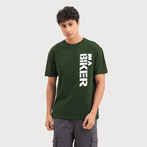 De Tees Men's Half Sleeve T-shirt | MHS-BIKER | Olive - L