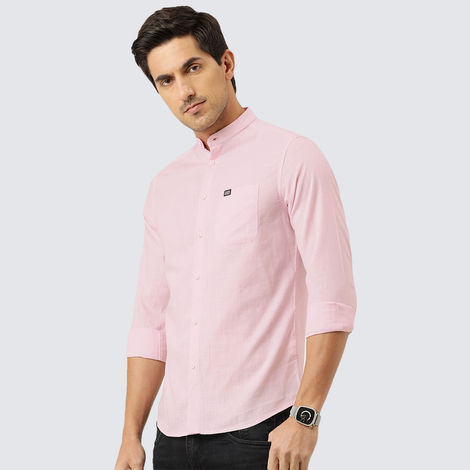 The Indian Garage Co Men's Slim Fit Solid Casual | Pink | L