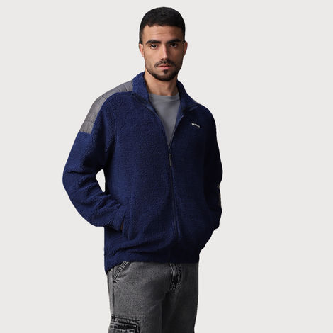 High Star Men's Self Design Sweatshirt | Blue - L