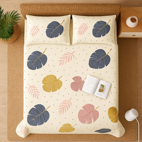 Elegant Weavers Printed Double Bedsheet with 2 Pillow Cover - Zade | 220cm x 240cm