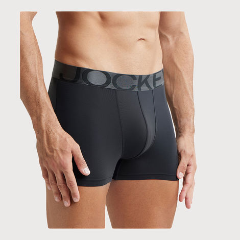 Jockey IC28 Men's Tactel Microfiber Elastane Stretch Underwear Solid Trunk | Black-L
