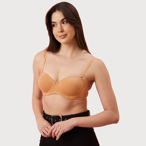 Clovia Cotton Padded Underwired Multiway Strapless Balconette T-Shirt Bra | Nude | 36C