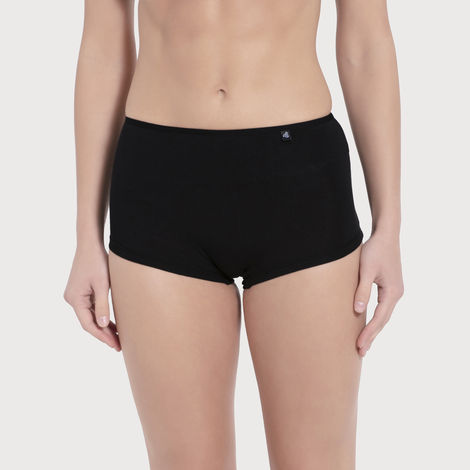 Jockey SS04 Women's Super Combed Cotton Elastane Stretch Underwear BoyShorts|Concealed Waistband | Black-S