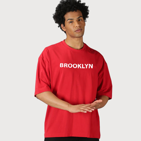 De Tees Men's Oversize T-shirt | M-OST-RED-BROOKYLN | Red - L