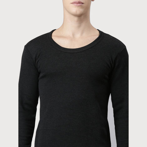 Rupa Thermocot Volcano Round Neck Full Sleeve Thermal Top For Men | Anthra Melange - XXL