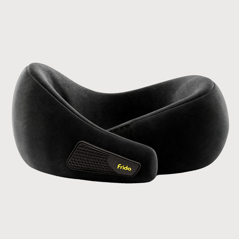 Frido Unisex Solid Memory Foam Neck Pillow | Core Black - Free Size